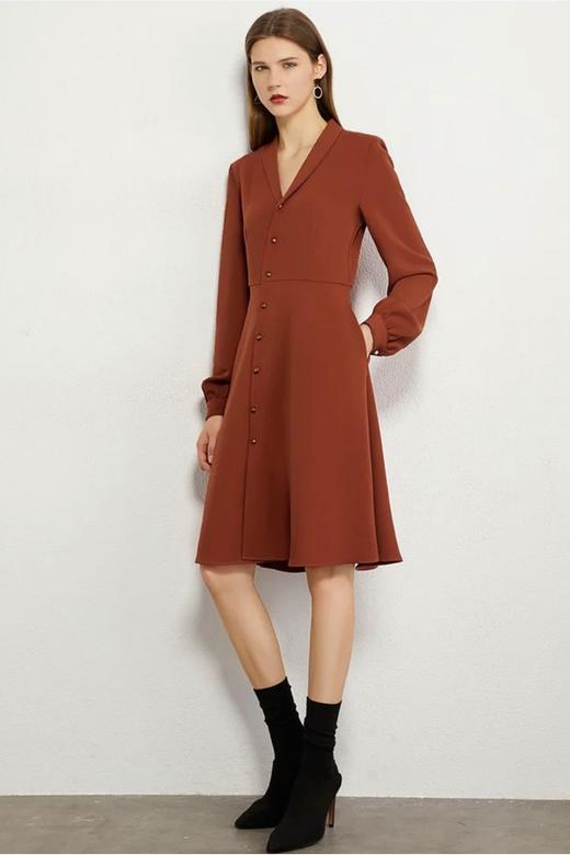 AMII/艾米 砖红色单排扣连衣裙 13917 商品图5