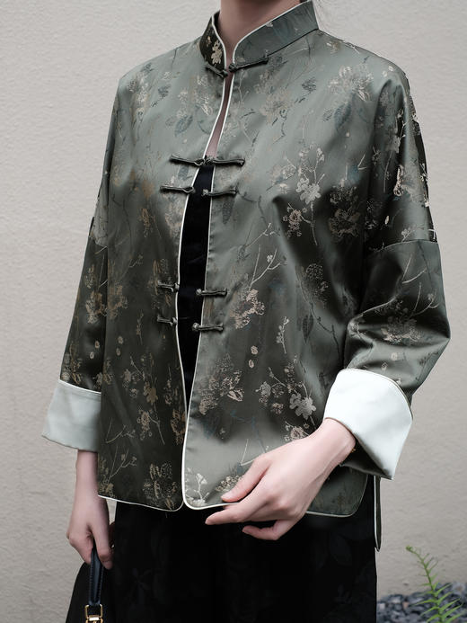盛唐婧 |真丝宋锦立领对襟外套 商品图1