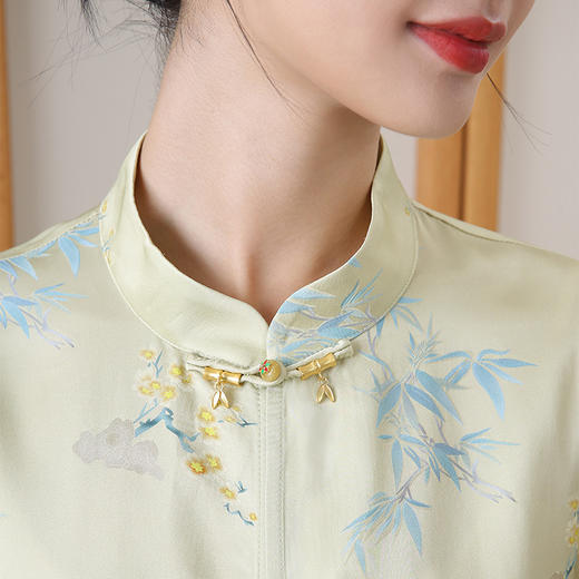 致橡树2024早秋新款中式提花衬衫中襟外套XFL246298-T 商品图3