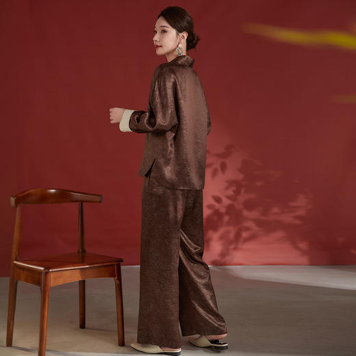 雀说新中式醋酸外套女高级垂感国风休闲套装62498038 商品图3