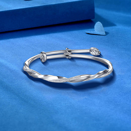 卡蒂罗/KADER 莫比乌斯 风荷亭亭手镯 新中式国潮步步生莲古典汉服穿搭可调节银镯 交织的爱丽莲花配饰 999足银 商品图3