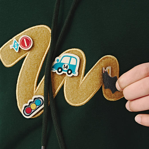 714street美式魔术贴连帽卫衣男2024秋季新款情侣上衣宽松长袖T恤 商品图4