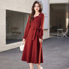 2024年秋季新款红色长裙气质显瘦珍珠拼接连衣裙MHYM38822 商品缩略图1