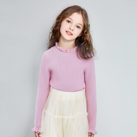 笛莎Deesha女童针织衫2024冬季新款儿童半高领毛织打底衫 商品图2