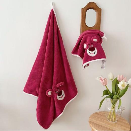 迪士尼草莓熊毛巾浴巾两件套 商品图0