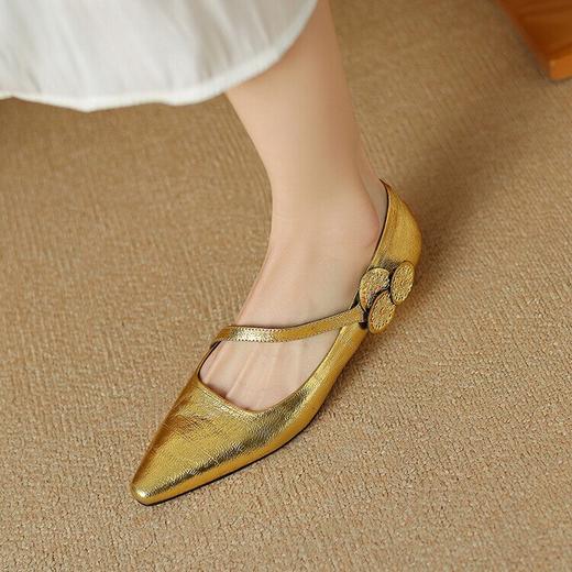 【预售5天】羊皮尖头浅口单鞋，花朵玛丽珍女鞋时尚平底鞋HCYYHD&5199 商品图3