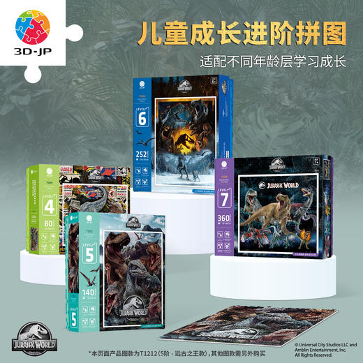 【折扣商品 不退不换】140片5阶 儿童拼图 T1212 侏罗纪世界系列-远古之王 4岁到6岁塑料大块益智玩具 商品图4