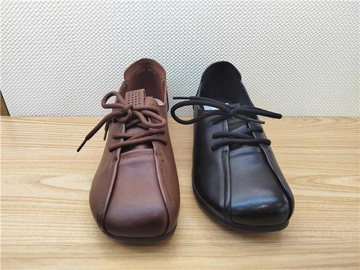 豪行2023年春季新品时尚休闲真皮平底浅口女单鞋23120235 商品图3