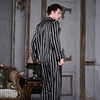 Solo seta22姆米重磅真丝长款凉感睡衣套装男桑蚕丝黑白条纹印花 商品缩略图2