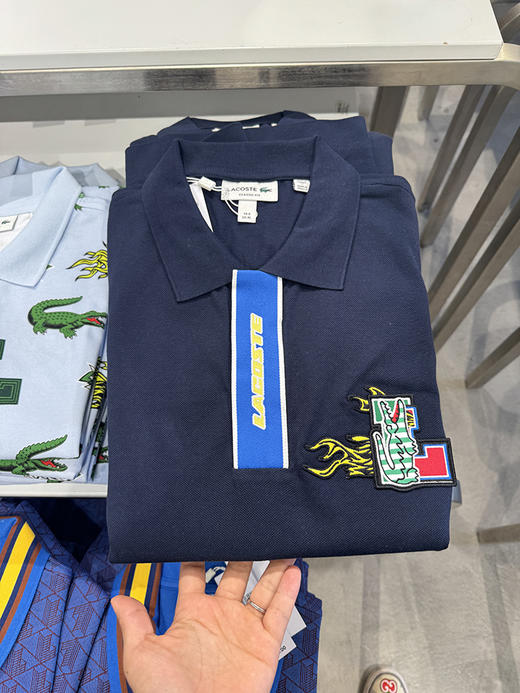 Lacoste/法国鳄鱼 男士夏季纯棉绣标撞色经典版短袖POLO衫PH1465 商品图1