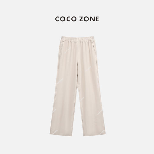 COCO ZONE 2024松紧腰纯色休闲长裤毛巾布舒适阔腿裤24C10166 商品图1