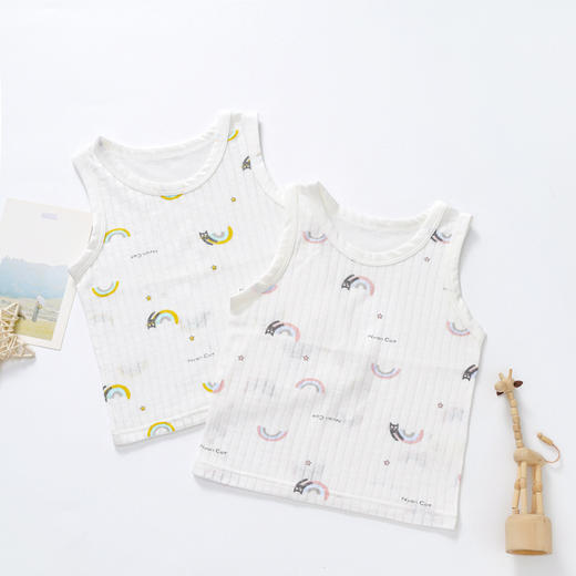 【婴儿竹纤维提花背心】透气夏季薄款新生儿宝宝幼儿内穿护肚上衣9661-64 商品图1