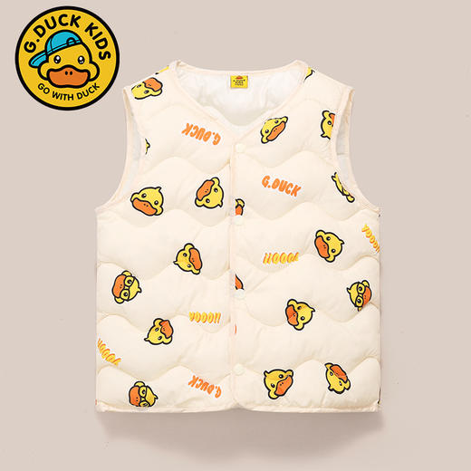 小黄鸭儿童男童女童棉马甲秋冬季中小童宝宝坎肩加厚打底马夹背心 商品图0