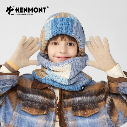 卡蒙儿童秋冬拼块撞色卷边保暖手工毛线帽KM-4460 商品图7