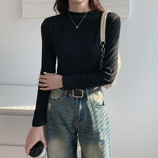 抢2件79元  秋冬椰绒爆款打底衫园领加厚纯色女内搭磨毛保暖上衣t恤针织衫 商品图3