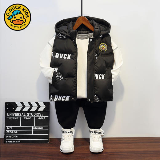 小黄鸭童装男童女童连帽羽绒马甲秋冬宝宝保暖外穿儿童宝宝马夹潮 商品图3