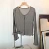 雀说软糯木耳边开衫松舒适桑蚕丝莱赛尔圆领长袖针织衫女防晒AL 商品缩略图5