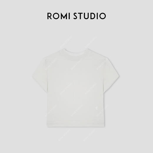 ROMI STUDIO “法式午后” 桑蚕丝绵羊毛混纺半高领短袖T恤421T6119 商品图0