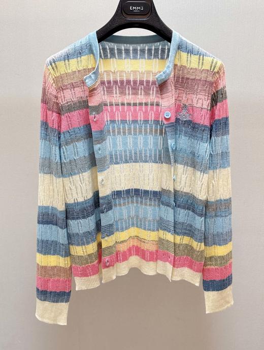 822-3渠道尾货 西太后 土星刺绣 多巴胺彩虹条纹 针织开衫 滑溜溜 商品图10