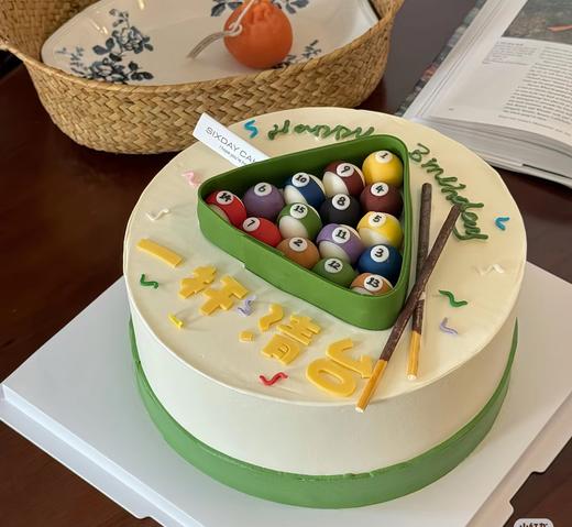 【臻品系列】---半翻糖【一杆清台】台球蛋糕 商品图0