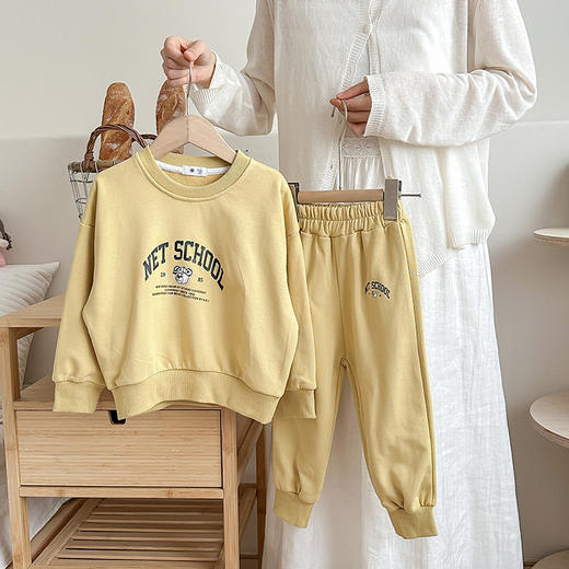 【GZ】无忧购韩版儿童小熊印花运动休闲落肩卫衣卫裤套装（截单后7天发货)25年清仓捡漏 商品图8