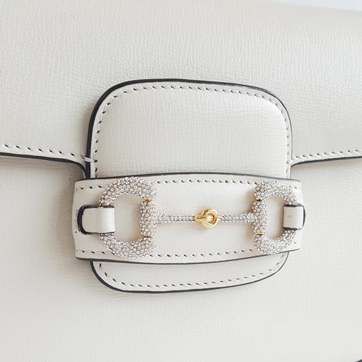 【98新】Gucci古驰1955系列女士白色全皮mini马衔扣钻扣1955链条包单肩包200824NJS01 商品图7
