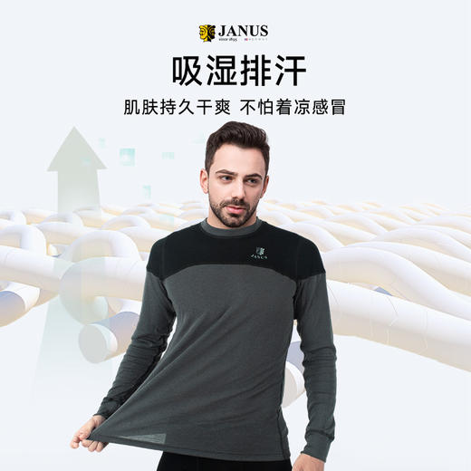 【2024新品】JANUS 设计系列 成人羊毛拼接秋衣/秋裤 商品图2