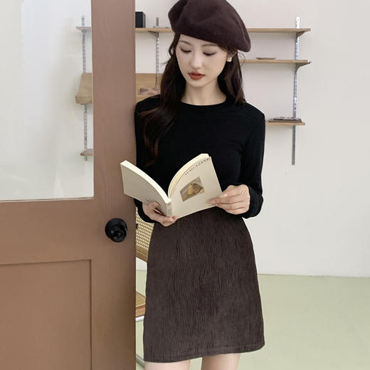 秋冬螺纹诺羊绒圆领打底衫秋季女t恤内搭长袖上衣可外穿针织衫 商品图3