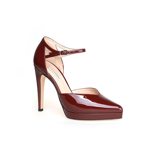 豪麟名鞋CASADEI女鞋皮鞋牛移膜革C742623P酒红色 商品图0