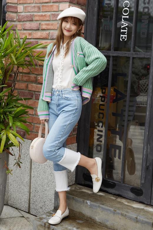 amadella 拼色V领针织开衫 13884 商品图1