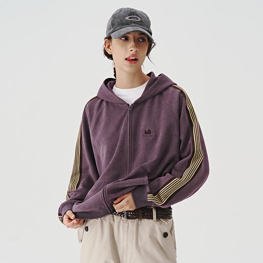 714street麂皮薄款卫衣外套男女连帽针织开衫2024秋新款帽衫套装 商品图4