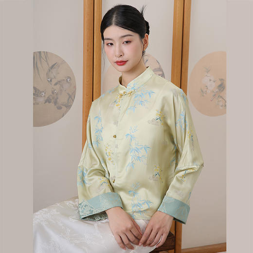 致橡树2024早秋新款中式提花衬衫中襟外套XFL246298-T 商品图0