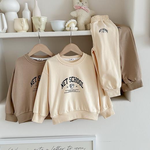 【GZ】无忧购韩版儿童小熊印花运动休闲落肩卫衣卫裤套装（截单后7天发货)25年清仓捡漏 商品图4