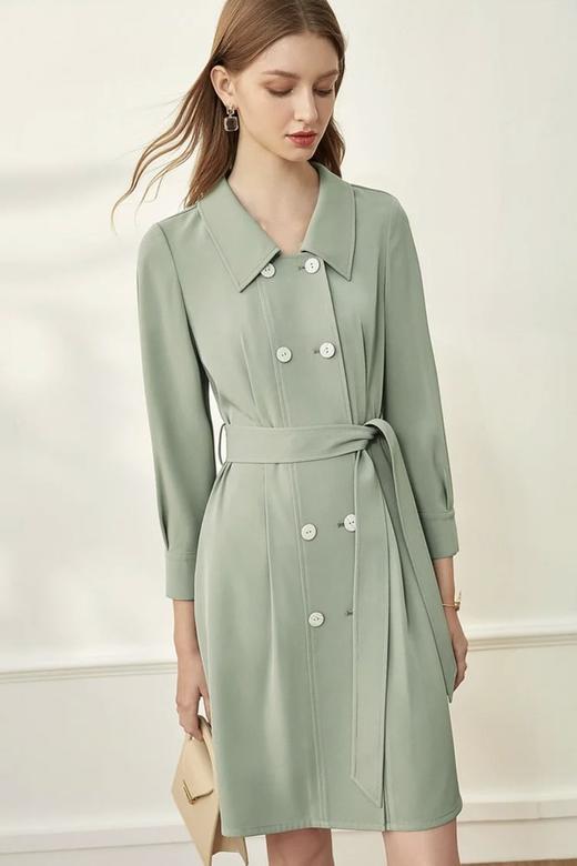 SENTUBILA尚都比拉 简约纯色双排扣风衣式连衣裙 13903 商品图5