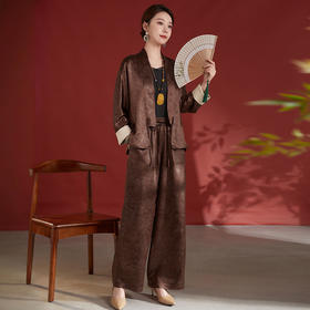 雀说新中式醋酸外套女高级垂感国风休闲套装62498038