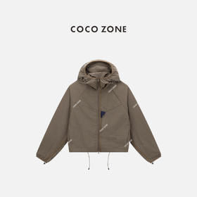 COCO ZONE 格纹撞色连帽外套双头拉链长袖上衣CC2C1321