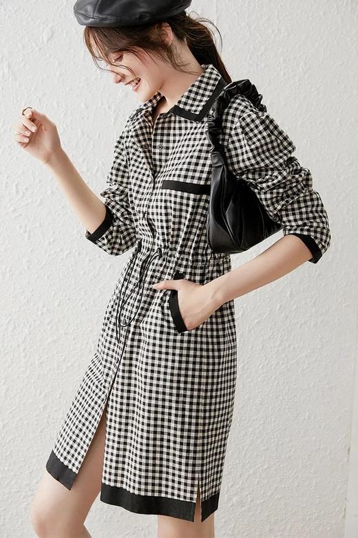 LOUIS YAO/白鹿语 黑白格纹衬衫连衣裙 13913 商品图3