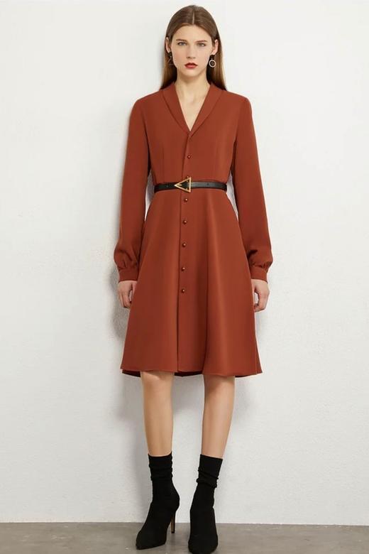 AMII/艾米 砖红色单排扣连衣裙 13917 商品图6