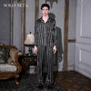 Solo seta22姆米重磅真丝长款凉感睡衣套装男桑蚕丝黑白条纹印花 商品缩略图0