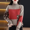 亚马逊欧美跨境毛衣女装大码宽松拼色休闲针织衫女秋冬感 商品缩略图0