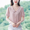 TZF-娃娃领缎面衬衫女装夏季新款时尚洋气减龄上衣气质百搭短袖 商品缩略图2