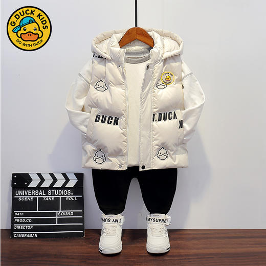 小黄鸭童装男童女童连帽羽绒马甲秋冬宝宝保暖外穿儿童宝宝马夹潮 商品图1