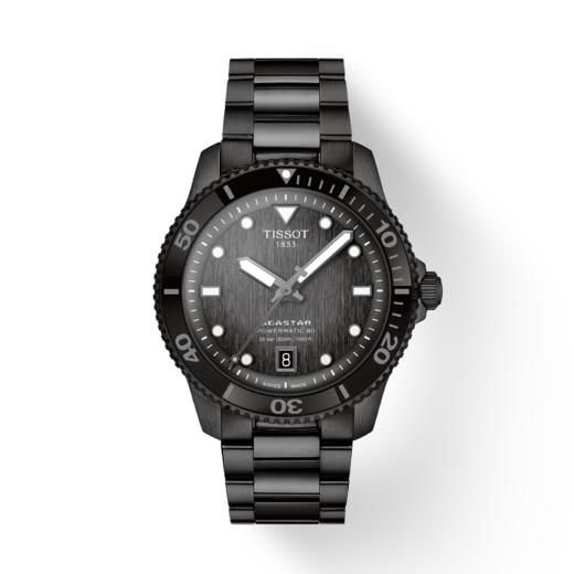 【时计廊】天梭海星1000系列俊朗黑钢带80机芯机械腕表龚俊同款T120.807.33.051.00 商品图0