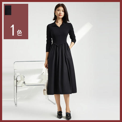 馥迦知性优雅黑色连衣裙 商品图0