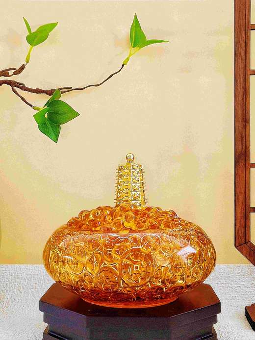 琉璃聚宝盆家居摆件（高7cm 最宽直径15cm） 商品图2