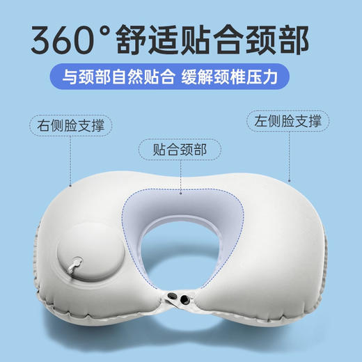 国庆出游【充气u型枕】旅行便携枕头 出差长途高铁飞机睡觉神器 u形颈枕脖子靠枕  商品图3