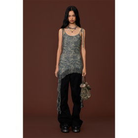 GOODBAI GOODEES迷彩印花不规则下摆吊带裙