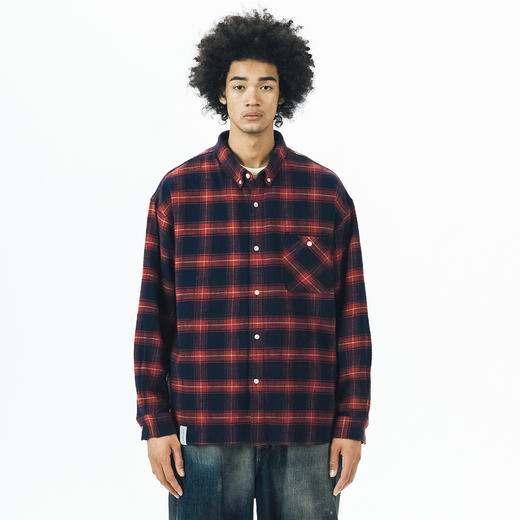 714street格子长袖衬衫男日系复古衬衣潮牌宽松上衣春季休闲外套 商品图3