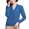 2024秋冬V领纯色开衫简约宽松中年妈妈长袖针织衫毛衣女休闲外套 商品缩略图4