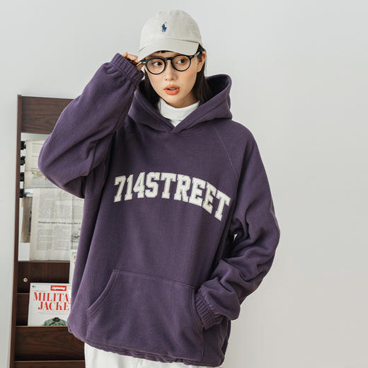 714street美式加绒卫衣男女春秋日系帽衫情侣装连帽摇粒绒外套 商品图2